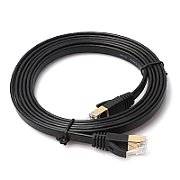 Patch Cord STP Vention, Cat. 7, 5m, flat cable, conductor cupru, viteza max transfer 10 Gbps, invelis PVC, negru, 