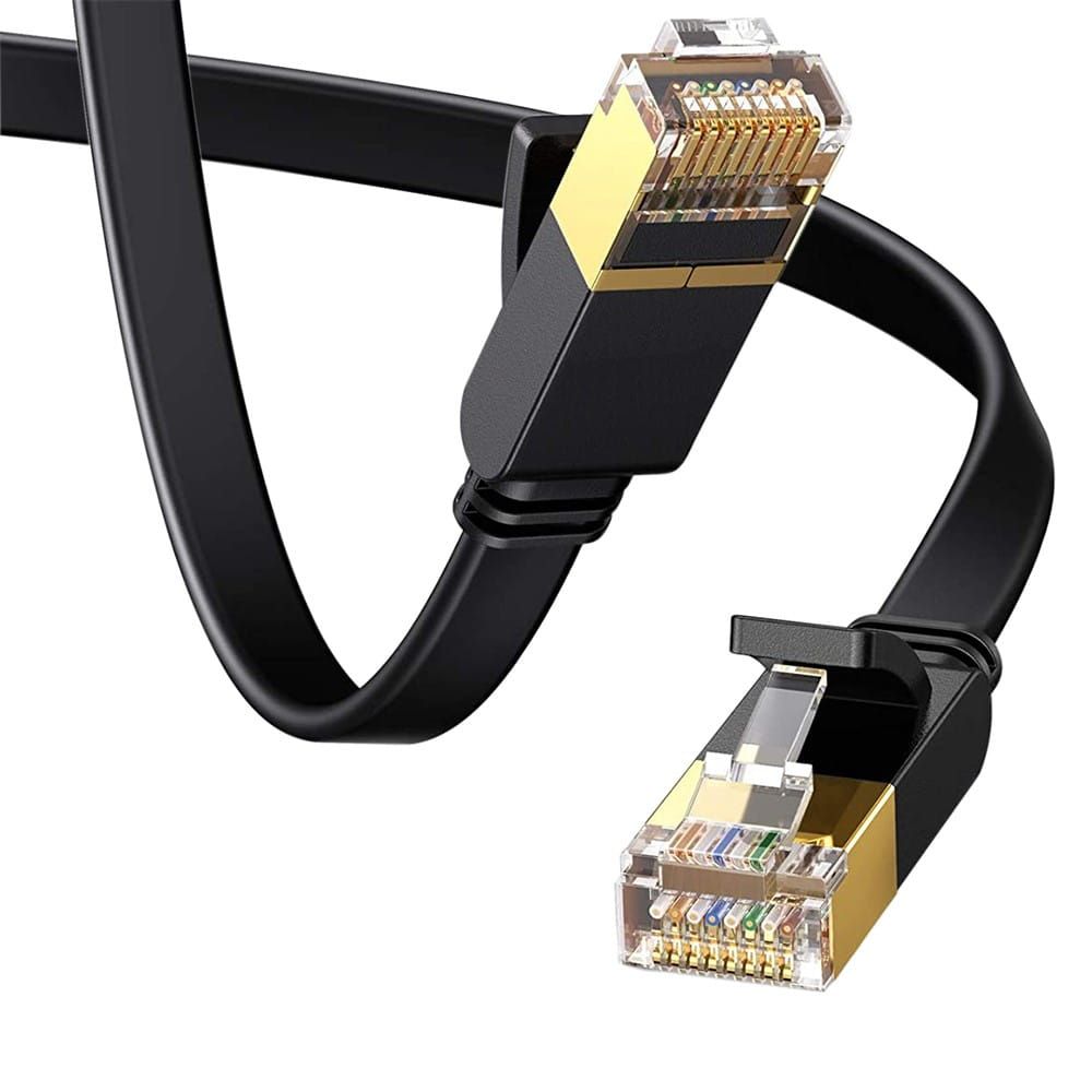 Patch Cord STP Vention, Cat. 7, 5m, flat cable, conductor cupru, viteza max transfer 10 Gbps, invelis PVC, negru, 