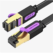 Patch Cord STP Vention, Cat. 7, 8m, flat cable, conductor cupru, viteza max transfer 10 Gbps, invelis PVC, negru, 