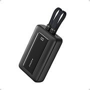 POWER BANK Anker  20000 mAh, 30W PD si Power IQ 3.0, 1 x USB-C, 1 x Lightning, cablu Lightning si USB atasate, 350 g, negru, 
