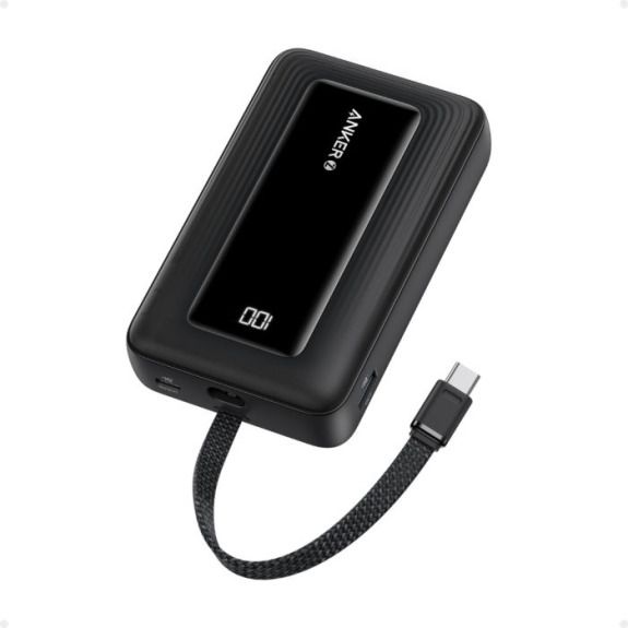 POWER BANK Anker  Zolo  20.000 mAh, 30W cablu USB-C incorporat, 1 x USB-C, 1 x USB-A, afisaj LED, 350g, negru,  A1689H11  (timbru verde 0.98 lei) - 0194644200442