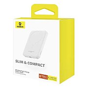 POWER BANK Baseus Magnetic Mini Wireless, 5000mAh, 20W, 2 x USB Type-C output/input, 15W wireless charging, include cablu USB Type-C la USB Type-C 30cm, alb, 