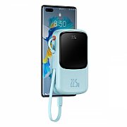POWER BANK Baseus Qpow2 Digital Display, 20000mAh, 22.5W, 2 x USB Type-C output/input, 1 x Lightning, 1 x USB, include cablu USB la USB Type-C 30cm, albastru 