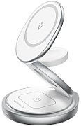 Statie incarcare wireless 3in1  Vention, MagSafe, telefon 15W, ceas 2.5W, casti 3W, fast charge, pliabil, magnetic, 1 x USB-C incarcare, argintiu, 