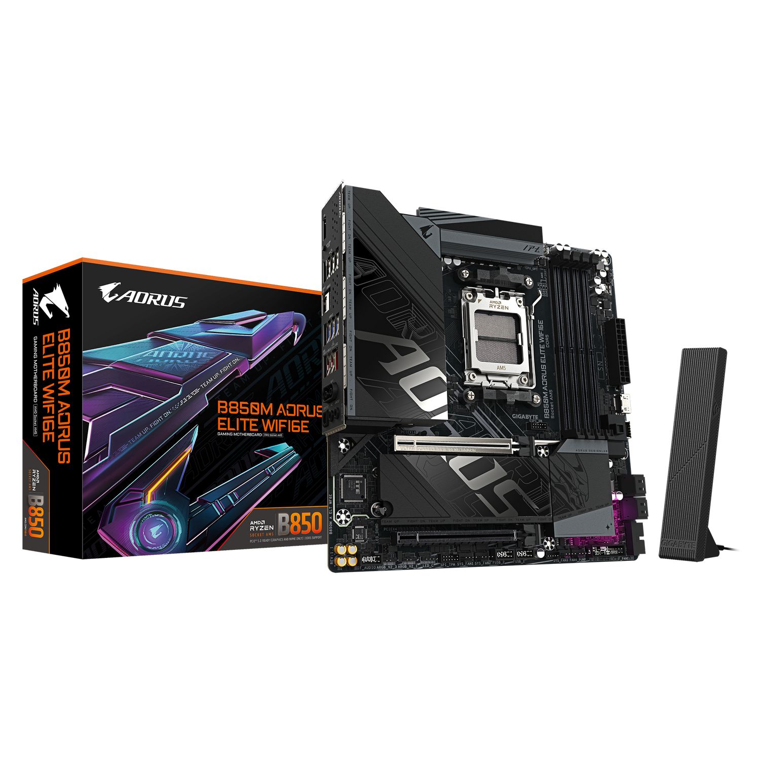 Placa de Baza GIGABYTE B850M AORUS ELITE WIFI6E AM5, 4x DDR5, 1x DP 1x HDMI, 2x PCIE x16, 2x M.2, 4x SATA 6GB/s, mATX_5