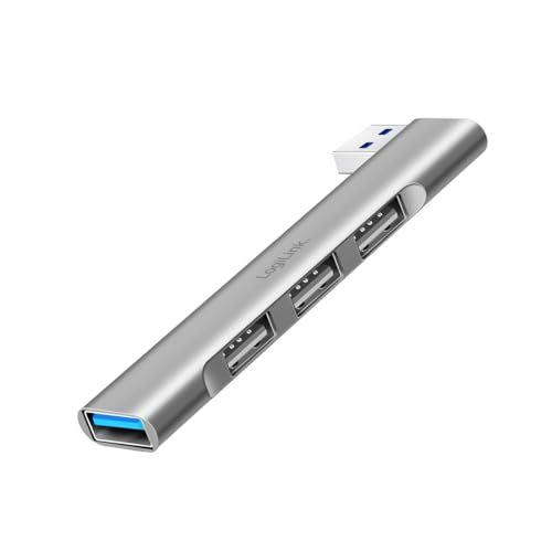 HUB extern LOGILINK, porturi USB: USB-A 3.0 x 1 + USB-A 2.0 x 3, conectare prin USB-A, aluminiu, gri, 