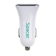 ALIMENTATOR auto SPACER QC si PD 38W total max, USB Quick Charge 18W; Power Delivery 20W, 38W total max., 1 x USB + 1 x USB Type-C, pt. bricheta auto, alb, 