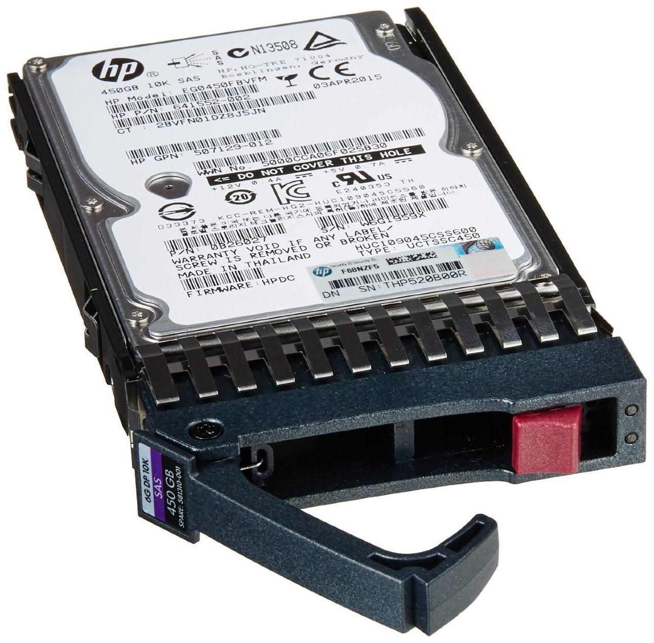 Hewlett Packard Enterprise 450GB, 6G, SAS, 10K rpm, SFF, 2.5-inch 2.5