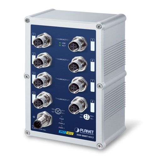 PLANET ISW-800T-M12 switch-uri Fara management L2 Fast Ethernet (10/100) Albastru, Gri_1