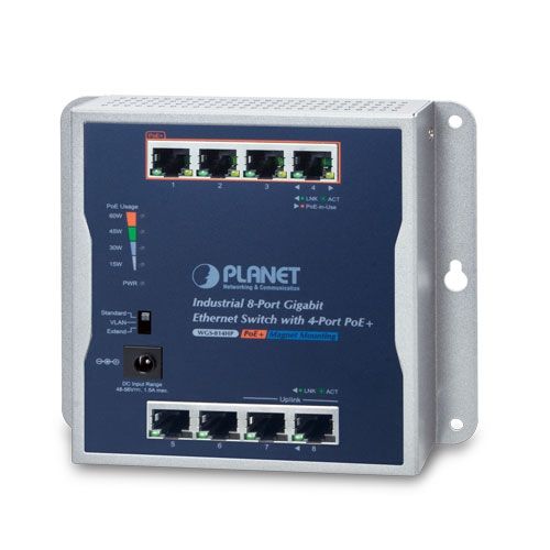 PLANET P30 Industrial 8-Port Fara management Power over Ethernet (PoE) Suport Albastru, Gri_1