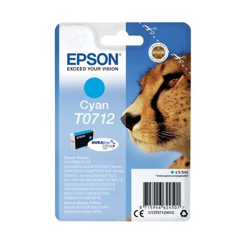 Epson Singlepack Cyan T0712 DURABrite Ultra Ink_1