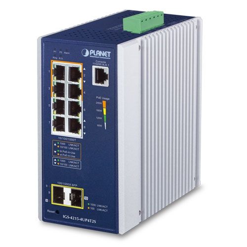 PLANET IGS-4215-4UP4T2S switch-uri Gestionate L2/L4 Gigabit Ethernet (10/100/1000) Power over Ethernet (PoE) Suport Aluminiu, Albastru_1