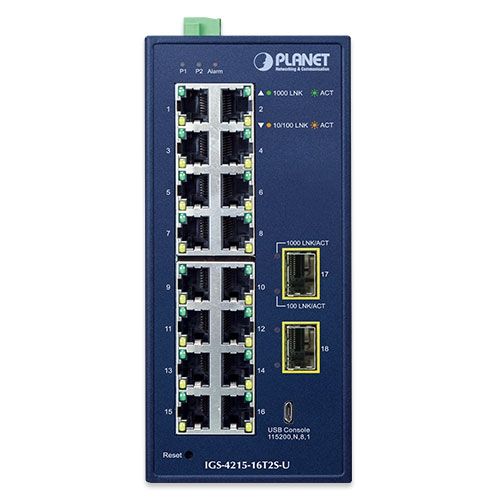 Planet IGS-4215-16T2S-U IP30 Industrial L2/L4 16-Port 10/100/1000T + 2-Port 100/1000X SFP Managed Switch_1