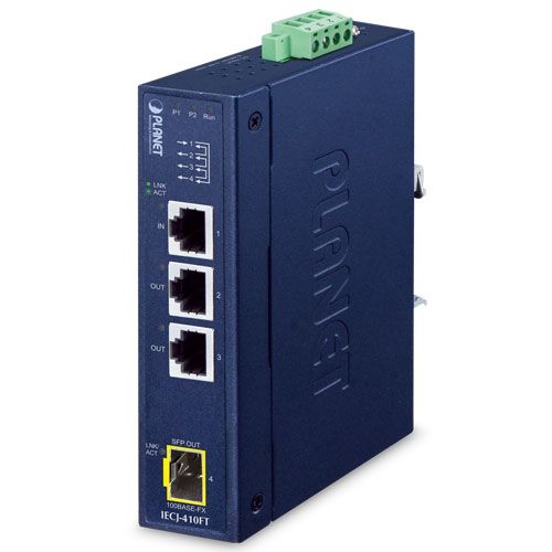 Planet IECJ-410FT Industrial 3-Port RJ45 + 1-Port SFP EtherCAT Junction Slave (-40~75 degrees C, dual 9~48V DC, 1 x 100TX RJ45 IN, 2 x 100TX RJ45 OUT, 1 x 100FX_1