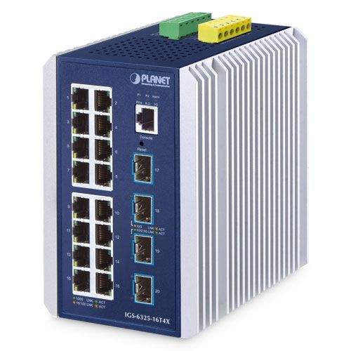 PLANET IP30 Industrial L3 16-Port Gestionate Gigabit Ethernet (10/100/1000) Aluminiu, Albastru_1