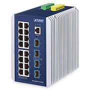 PLANET IP30 Industrial L3 16-Port Gestionate Gigabit Ethernet (10/100/1000) Aluminiu, Albastru_1