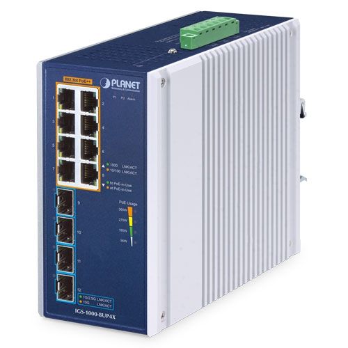 PLANET IP30 Industrial 8-Port Fara management Gigabit Ethernet (10/100/1000) Aluminiu, Albastru_1
