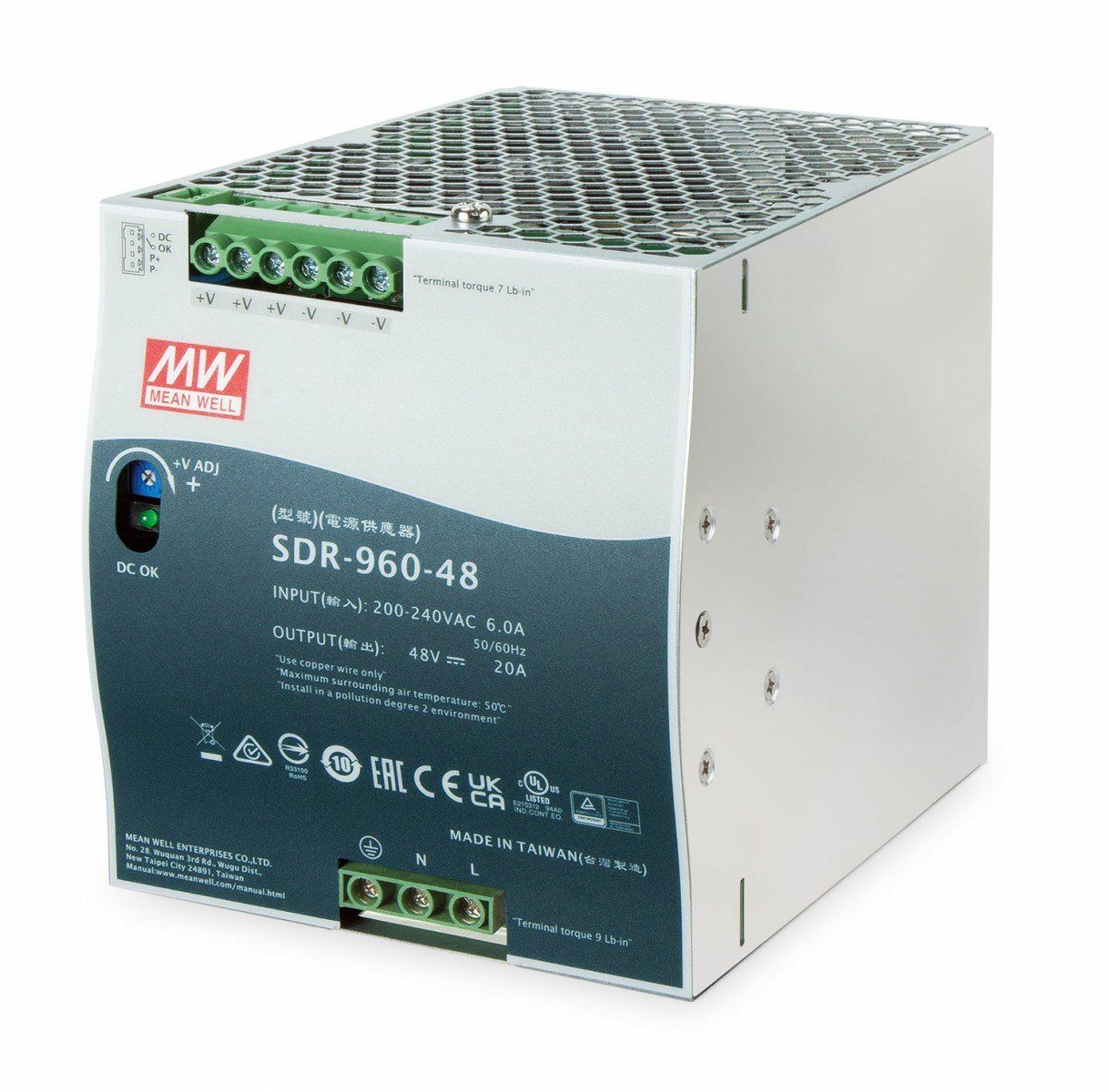 PLANET PWR-960-48 48V, 960W Din-Rail Power Supply (SDR-960-48, adjustable 48-56V DC Output, 180~264V AC input) (PWR-960-48) unități de alimentare cu curent Meta_1