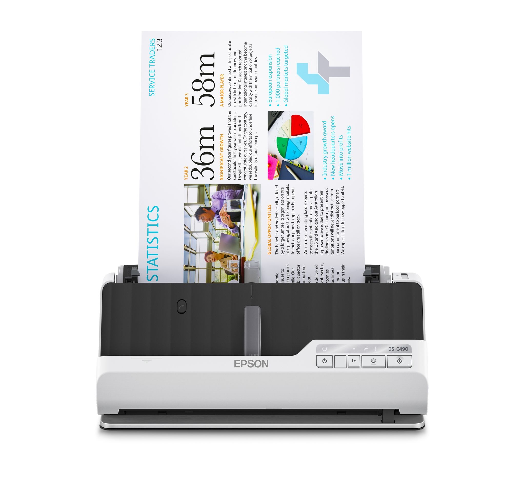 Epson DS-C490 Scanner ADF + alimentare cu coli 600 x 600 DPI A4 Negru, Alb_1