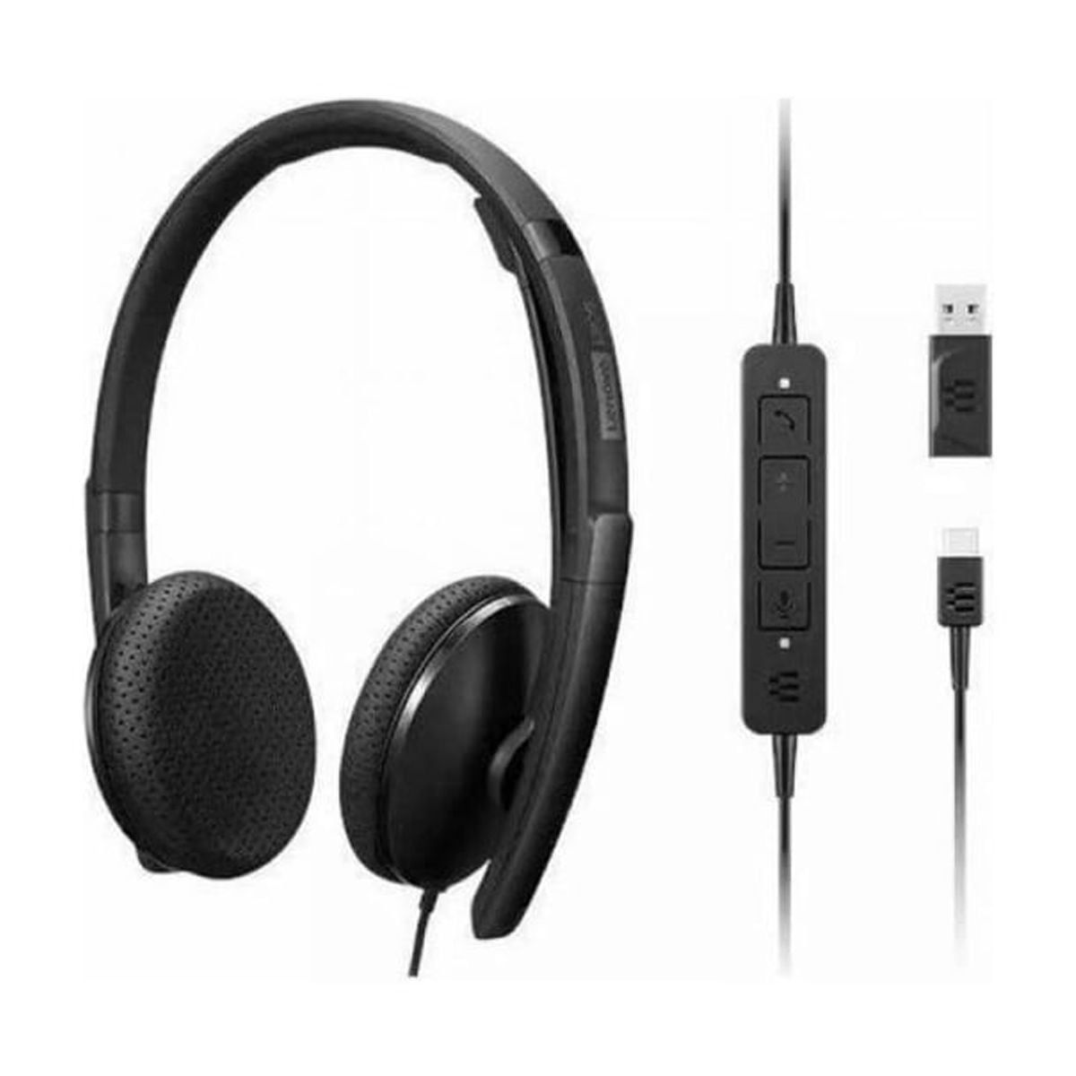 Lenovo 4XD1M39028 cască audio & cască cu microfon Căști Prin cablu Bandă de fixare pe cap USB tip-C Negru_1