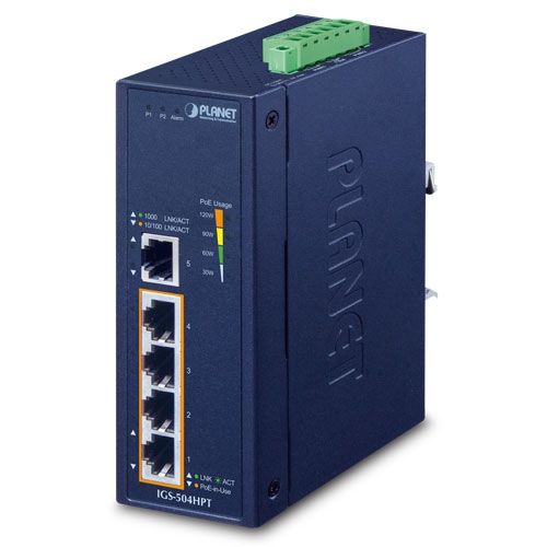 PLANET IGS-504HPT switch-uri Fara management L2 Gigabit Ethernet (10/100/1000) Power over Ethernet (PoE) Suport Albastru_2