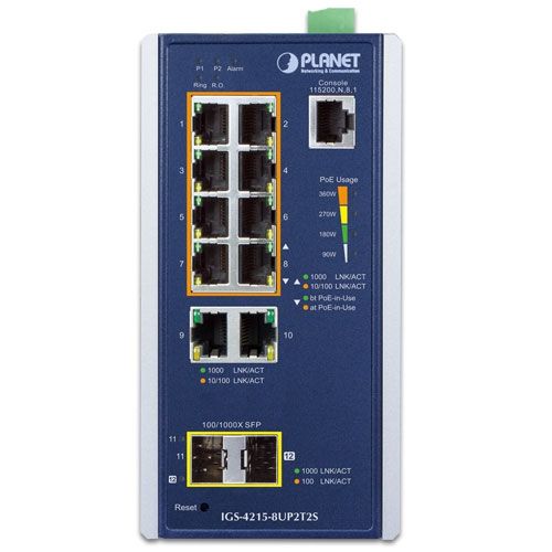PLANET IGS-4215-8P2T2S switch-uri Gestionate L2/L4 Gigabit Ethernet (10/100/1000) Power over Ethernet (PoE) Suport Albastru, Argint_5