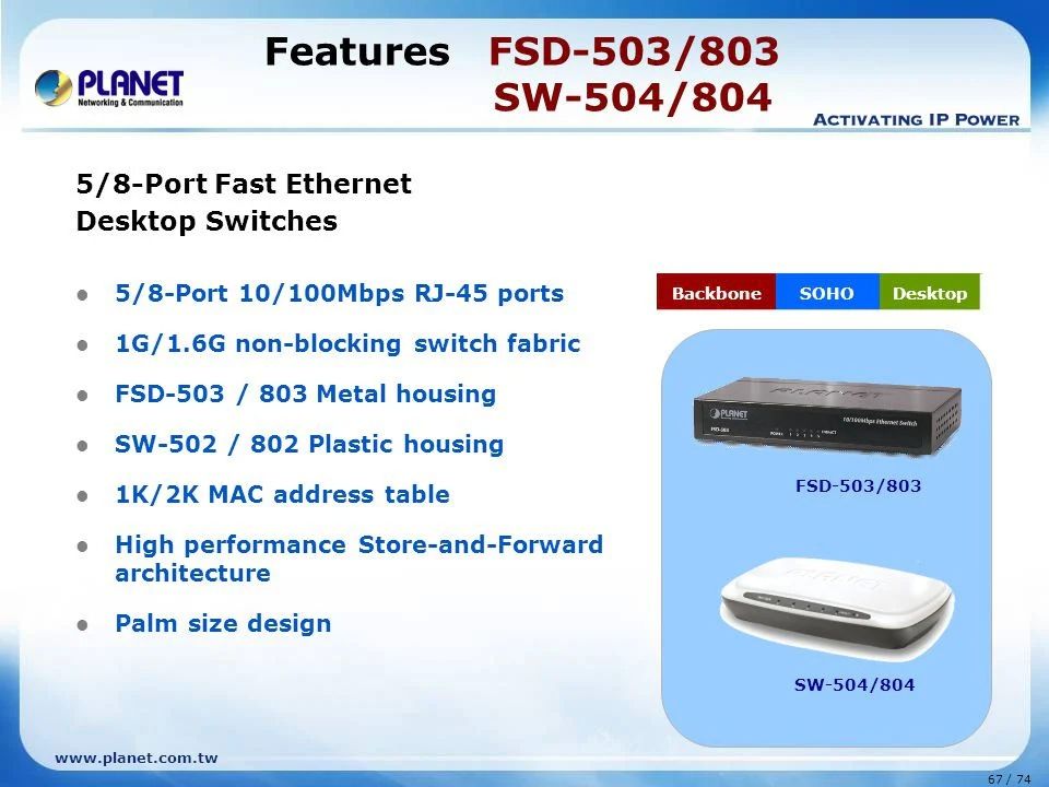 PLANET SW-504 switch-uri Fast Ethernet (10/100) Alb_2