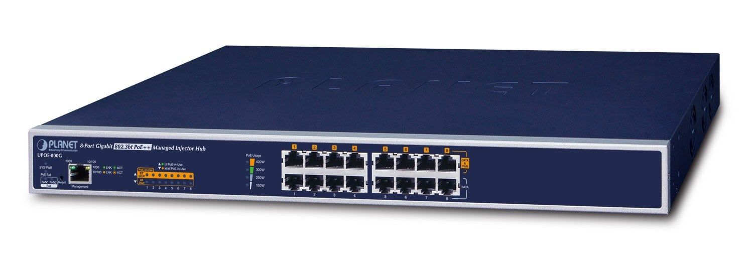 PLANET UPOE-800G switch-uri Gestionate Gigabit Ethernet (10/100/1000) Power over Ethernet (PoE) Suport Albastru_1