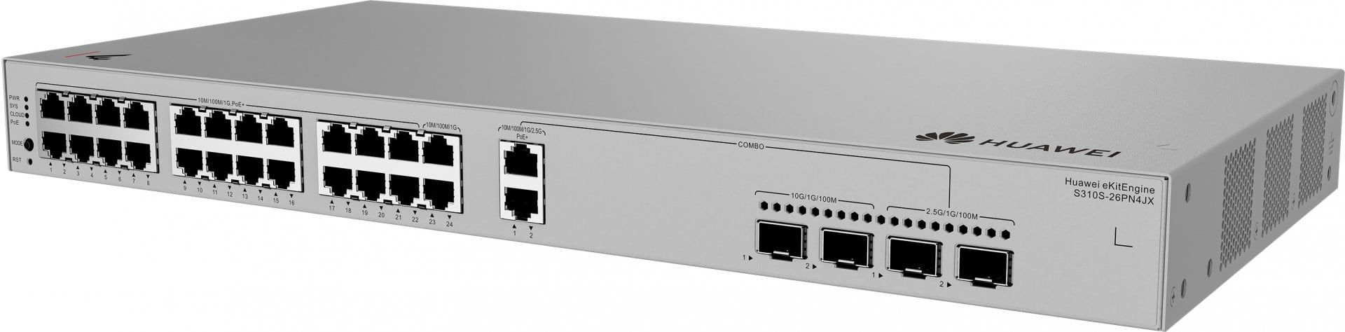 HUAWEI eKit S310S Series S310S-26PN4JX Gestionate L2+ Gigabit Ethernet (10/100/1000) Power over Ethernet (PoE) Suport 1U Gri_1