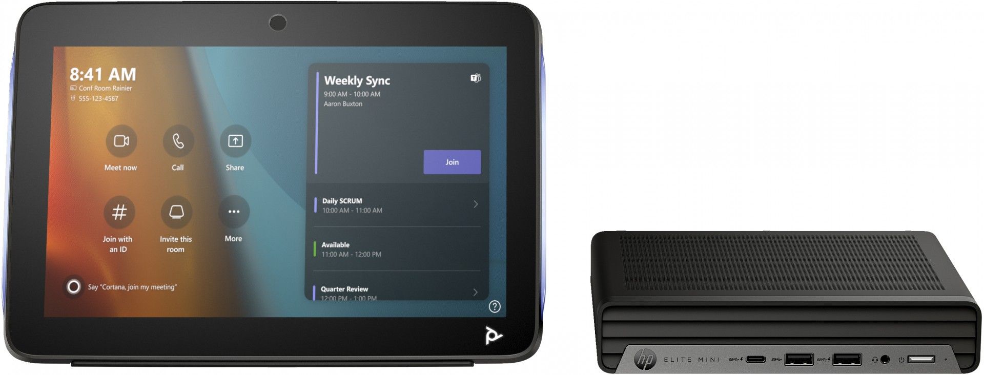 POLY Studio Base Kit G9 Plus for Microsoft Teams HP Mini IP PC w/TC10 sisteme de video-conferințe Ethernet LAN Terminal multimedia pentru sală de conferințe_1