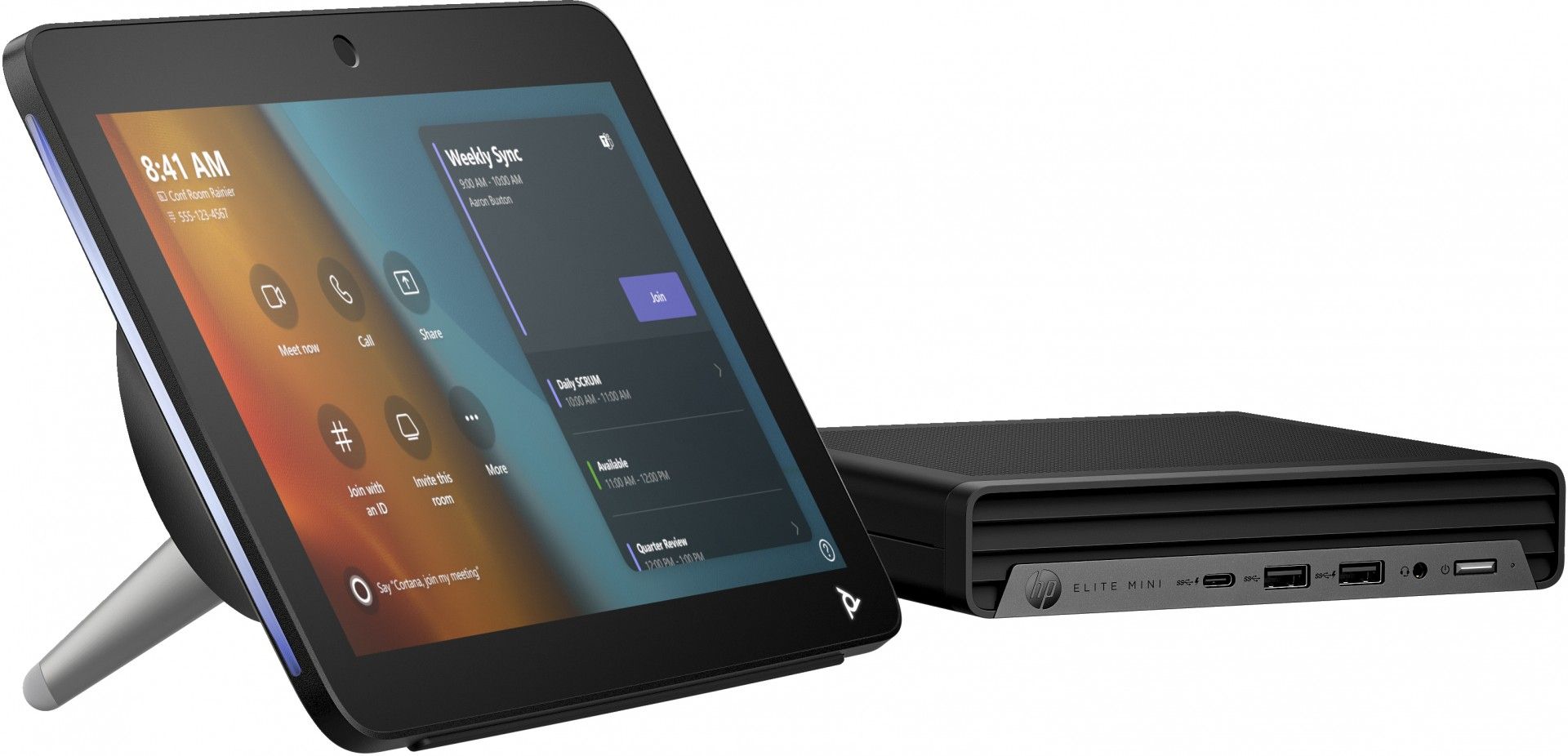 POLY Studio Base Kit G9 Plus for Microsoft Teams HP Mini IP PC w/TC10 sisteme de video-conferințe Ethernet LAN Terminal multimedia pentru sală de conferințe_2