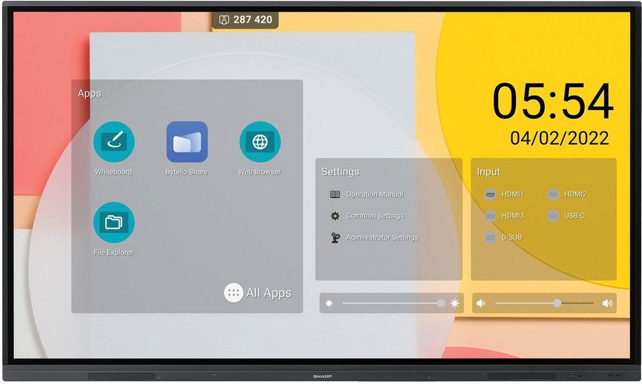 Sharp PN-L652B table albe interactive 165,1 cm (65