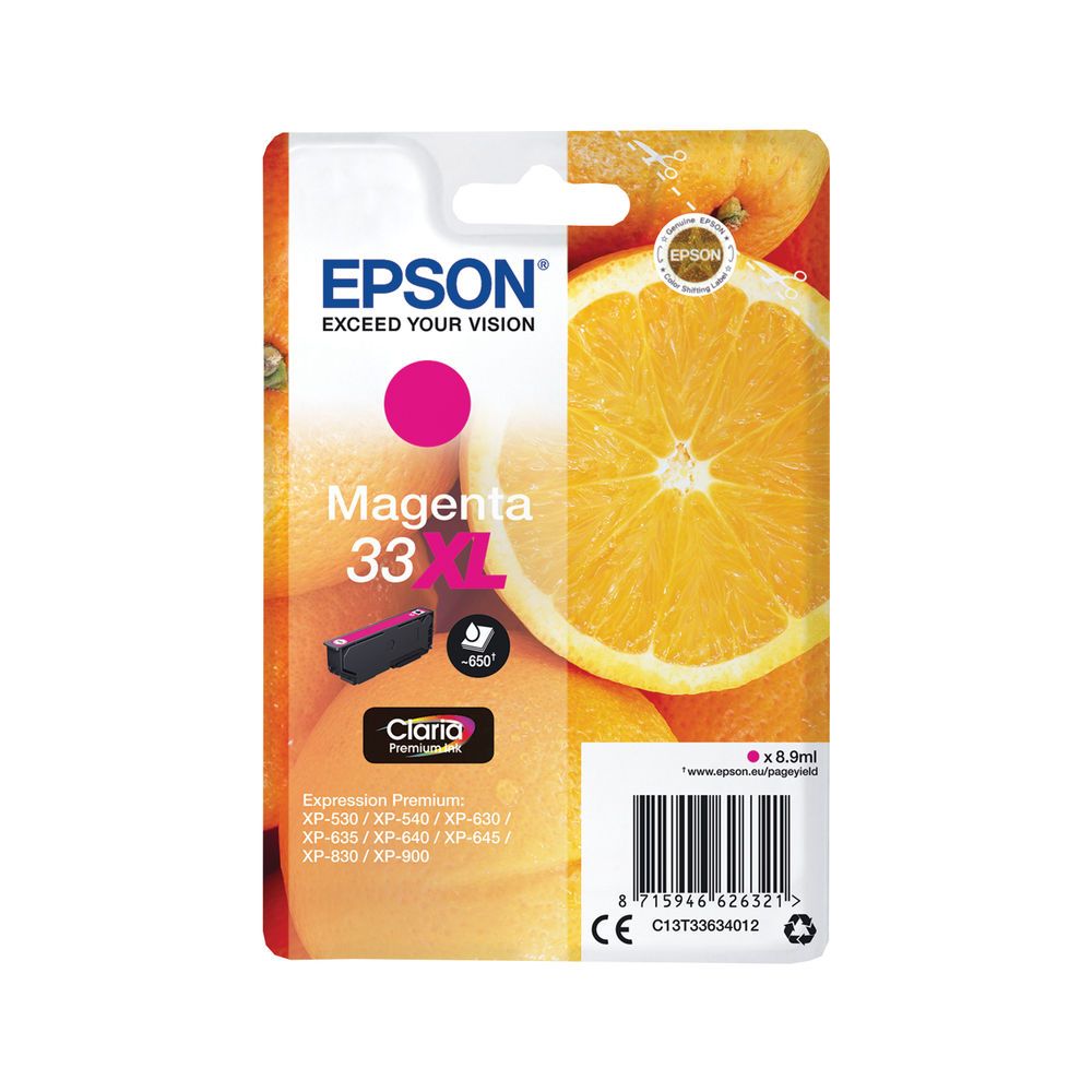 Epson Oranges Singlepack Magenta 33XL Claria Premium Ink_1