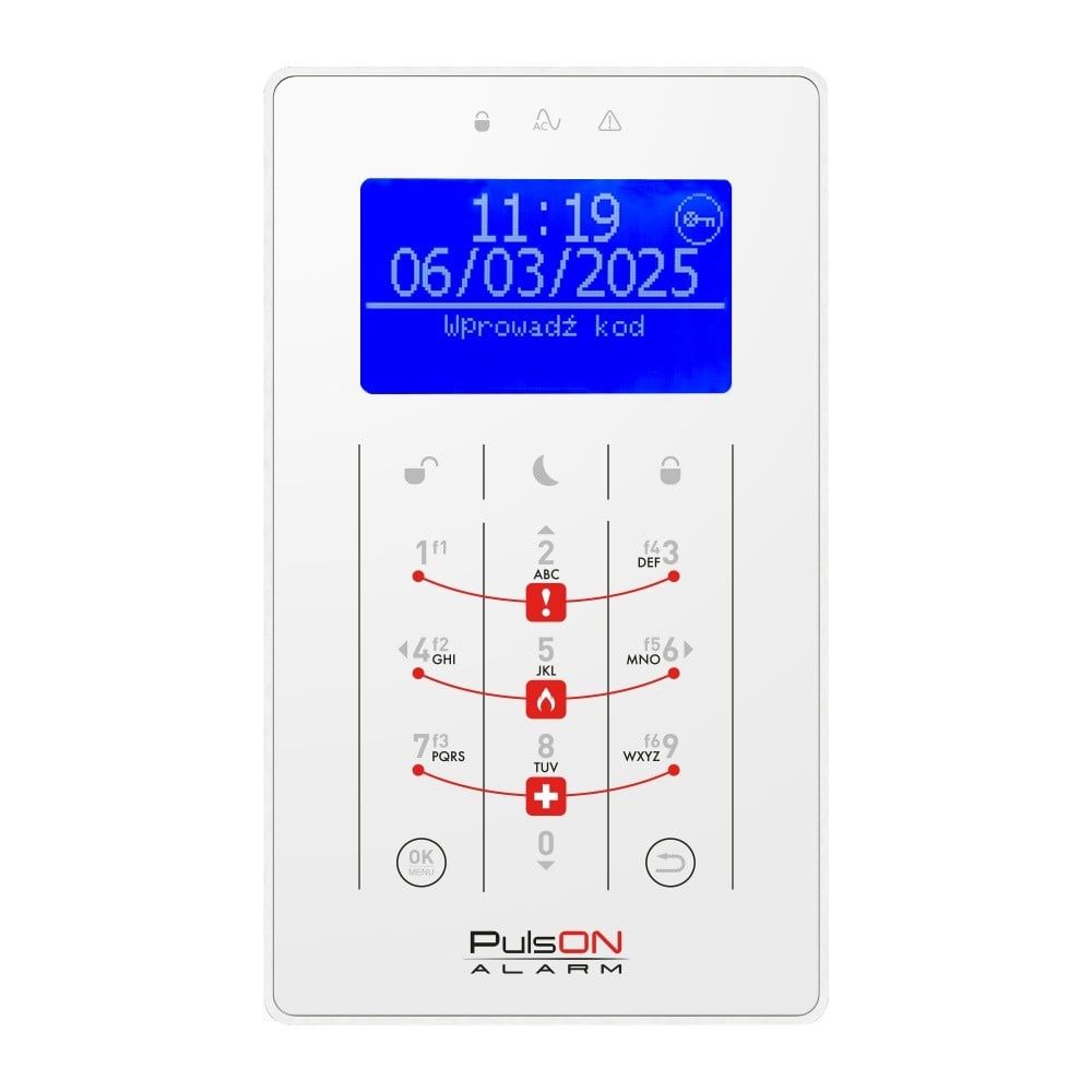 BCS PulsON LCD(BLU)/S WH Tastatură LCD albă senzorială cu ecran albastru_1