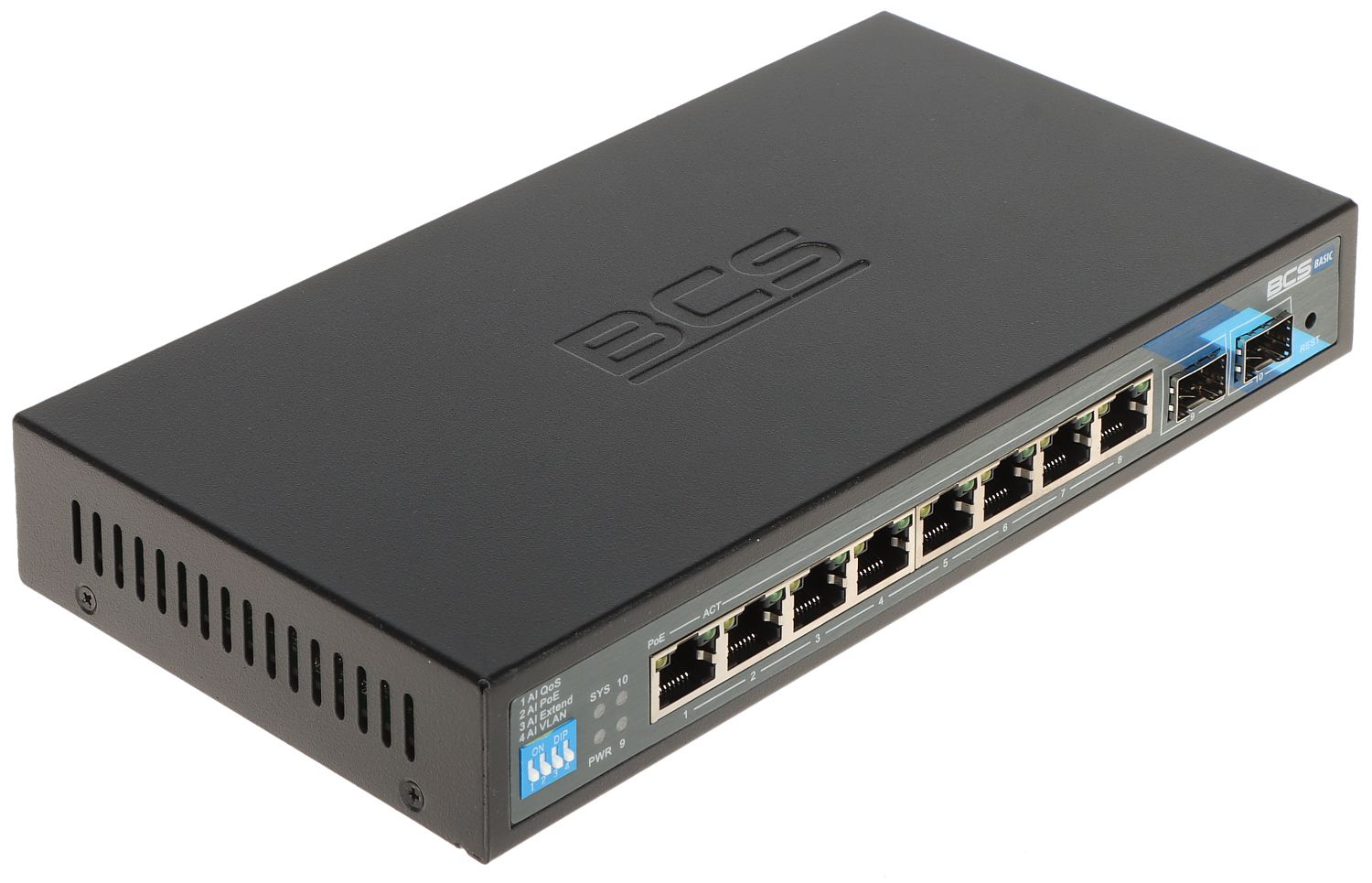 BCS BCS-B-SP08G-2SFP-M Switch PoE Gestionabil cu 8 Porturi și Uplink SFP de 1Gbps_1