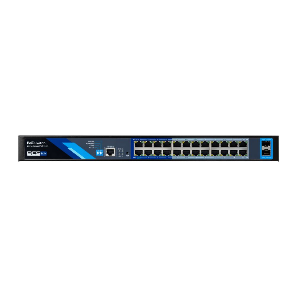 BCS BCS-B-SP24G-2SFP-M Switch PoE Gestionat 24 Porturi 1Gbps cu Tehnologia exPoE_1