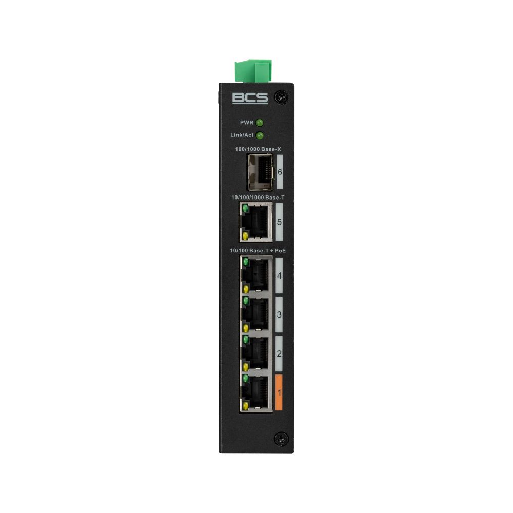 BCS BCS-L-SP0401G-1SFP(2) Switch PoE industrial cu 4 porturi pentru șină DIN 65W_1