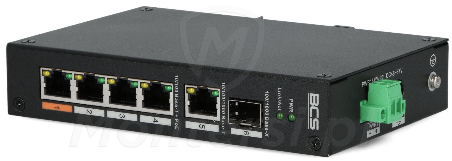 BCS BCS-L-SP0401G-1SFP(2) Switch PoE industrial cu 4 porturi pentru șină DIN 65W_2