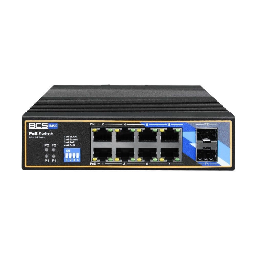 BCS BCS-B-ISP08G-2SFP Switch PoE Industrial 8 Porturi pentru Raill DIN 1Gbps_1
