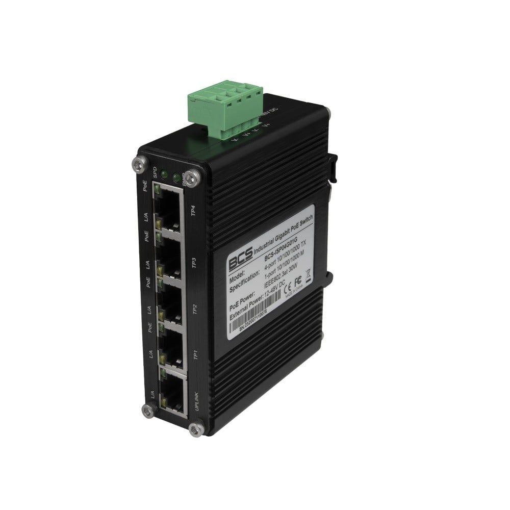 BCS BCS-ISP04G01G Switch PoE industrial cu 4 porturi pentru șină DIN 120W_3