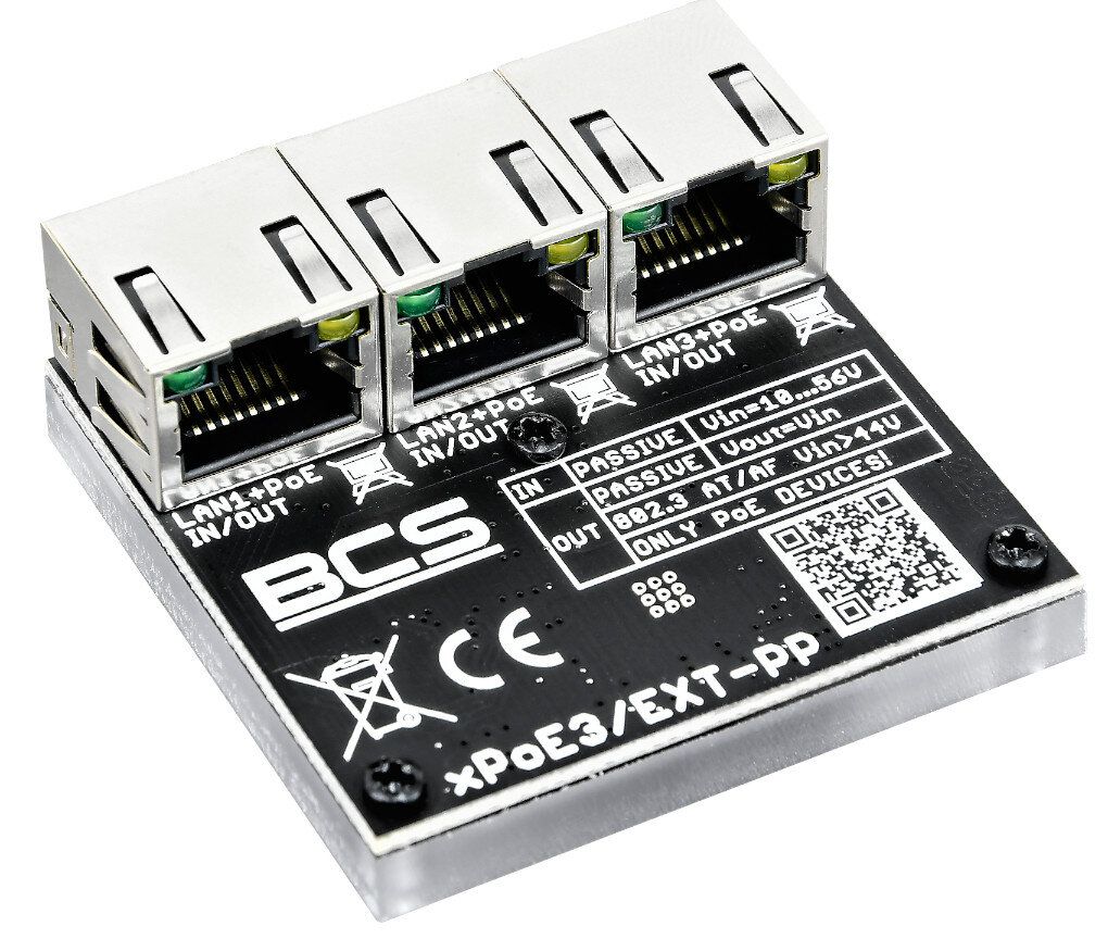 BCS BCS-xPoE3/EXT-PP Switch PoE cu 3 porturi 10/100Mbps și alimentare de 70W_1