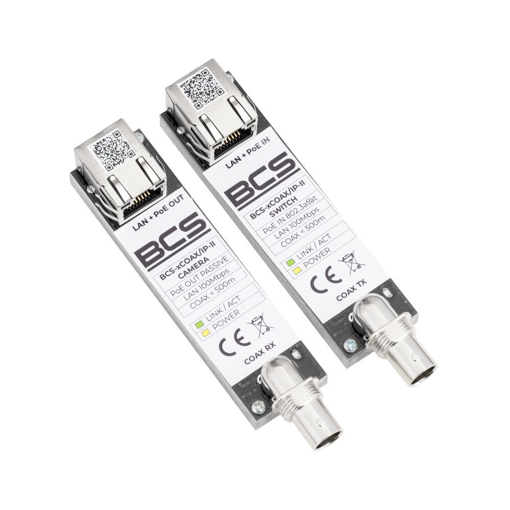 Set Transmițător-Receptor PoE BCS BCS-XCOAX/IP-III cu Convertor Ethernet 10/100Mbps_1