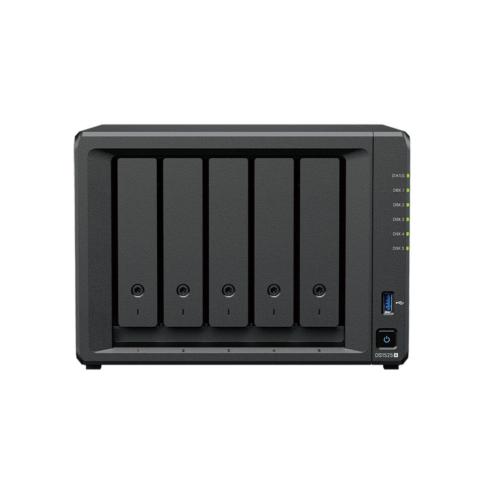 DiskStation DS1525+, 5-Bay, AMD Ryzen V1500B 2.2GHz, 8GB DDR4 ECC, max 32GB, SATA & M.2 NVMe, 2x2.5GbE, USB 3.2, PCIe, max 108TB, RAID, Hot Swap, Negru_2