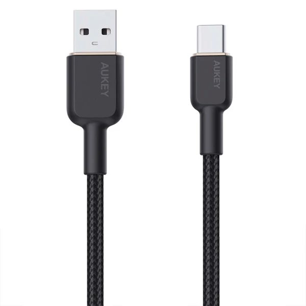 Cablu alimentare si date Aukey, USB Type-A (T) la USB Type-C (T), 1.8m, 480 Mbps, 60W, nylon, negru, 