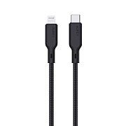 Cablu alimentare si date Aukey, USB Type-C (T) la USB Lighting, 1.2m, 480 Mbps, 87W, braided, negru, 