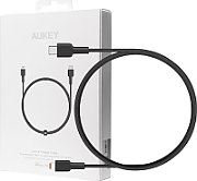 Cablu alimentare si date Aukey, USB Type-C (T) la USB Lighting, 1.2m, 480 Mbps, 87W, braided, negru, 