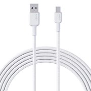 Cablu alimentare si date Aukey, USB Type-C (T) la USB Type-A (T), 1.8m, 480 Mbps, 60W, braided, alb, 