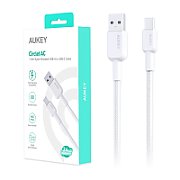 Cablu alimentare si date Aukey, USB Type-C (T) la USB Type-A (T), 1.8m, 480 Mbps, 60W, braided, alb, 