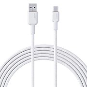 Cablu alimentare si date Aukey, USB Type-C (T) la USB Type-A (T), 1.8m, 480 Mbps, 60W, braided, alb, 