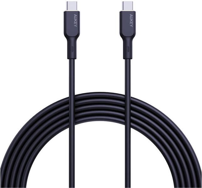 Cablu alimentare si date Aukey, USB Type-C (T) la USB Type-C (T), 1.8m, 480 Mbps, 100W, silicon, negru, 